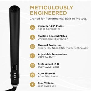 Cocco® GNS 1.25" Flat Iron V3 -Advanced Hair Straightener & Styler Nano GNS #UB3